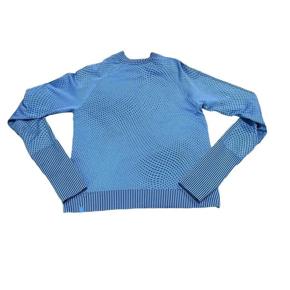 Lululemon Rest Less Cropped Half Zip Women's Sz 6 Grid Warp Blue Nile Night Sea - Picture 11 of 16